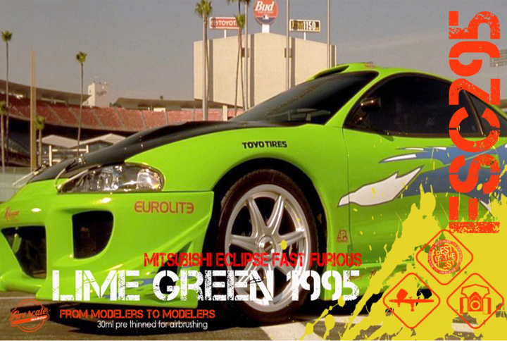 Boxart Lime Green 1995 - Mitsubishi Eclipse Fast Furious  Fire Scale Colors