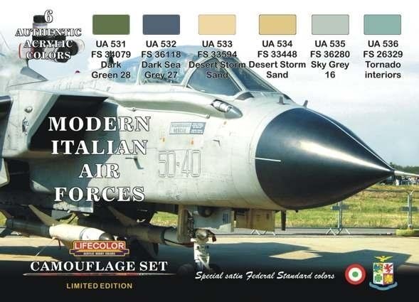 Boxart LifeColor Modern Italian Air Forces Set UA 531, UA 532, UA 533, UA 534, Lifecolor